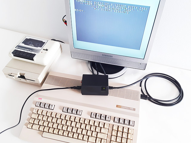 Commodore 128 system running new C128 PSU